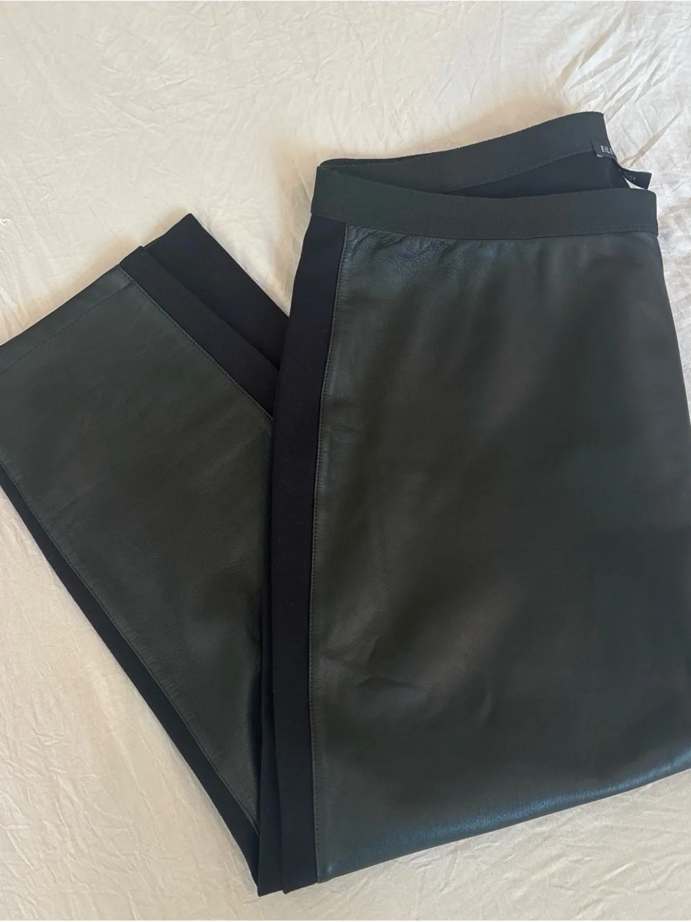 Eileen Fisher Black Leather-Panel Men’s Pants